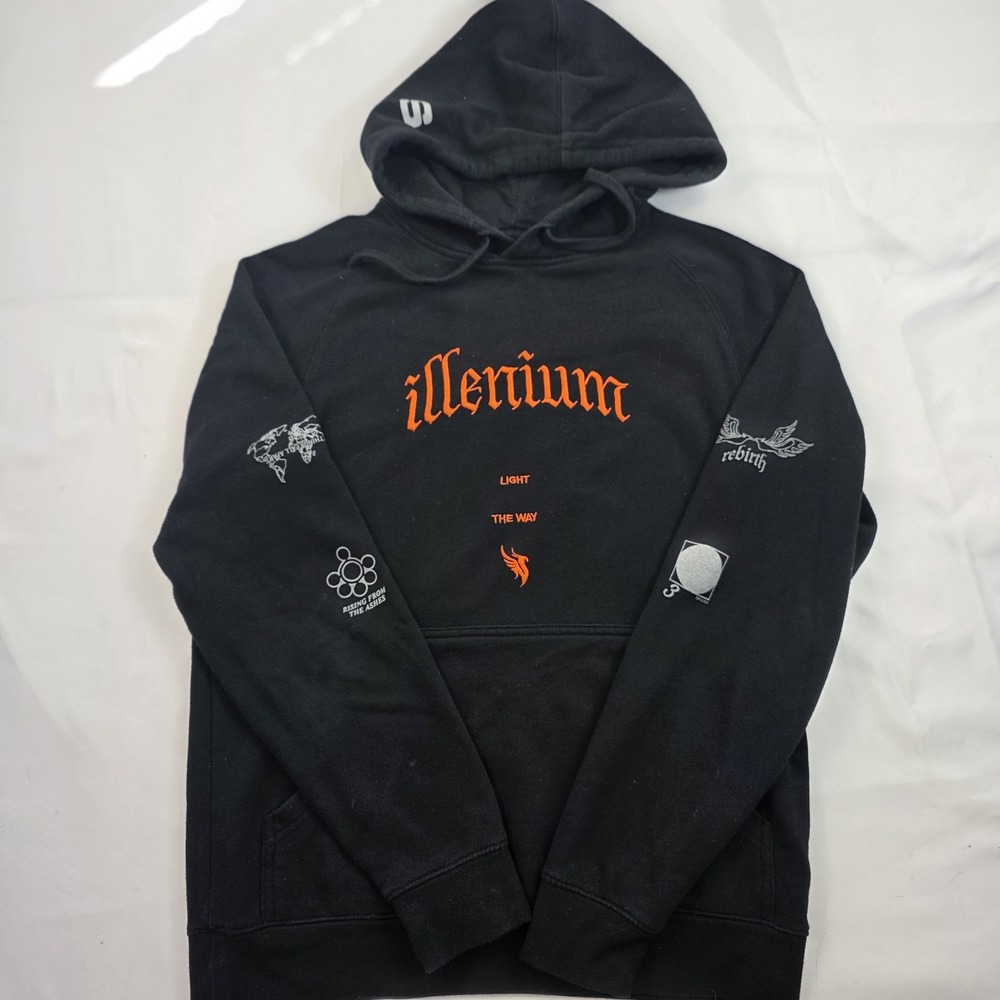Illenium Hoodie Mens Small Black World Beyond Pullover Graphic Fleece Sweatshirt